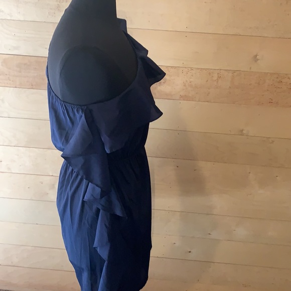 Picky Girl Navy Ruffle Off Shoulder Dress Medium - Picture 2 of 3